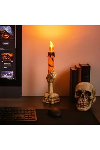 OEM Candleholder with Skeleton Hand & LED Halloween Candle 6.5 x 5 x 21 cm