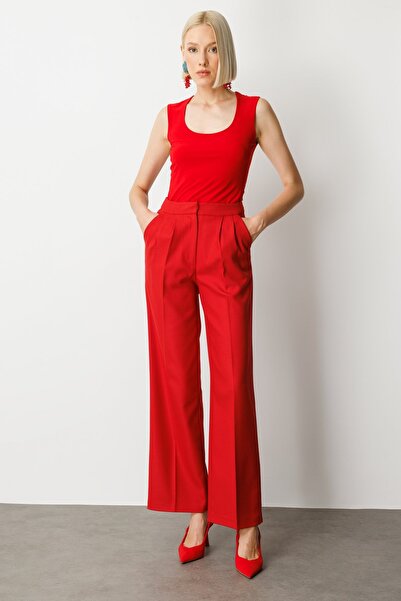 Ekol Pile Detaylı Bol Paça Pantolon