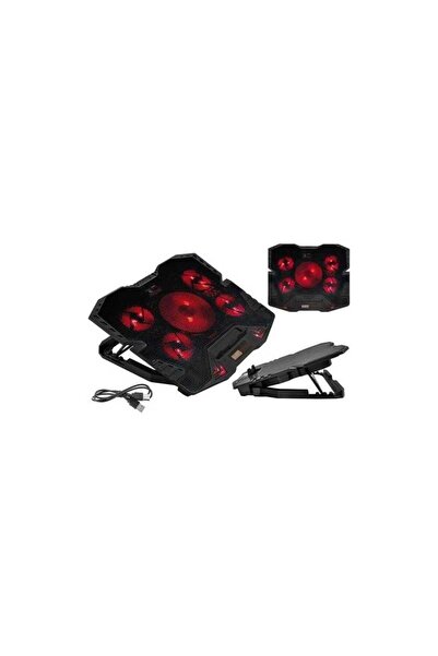 OEM Gaming laptop cooler with 5 fans, LCD display, adjustable 9-17", 300 x 365 x 40 mm, black