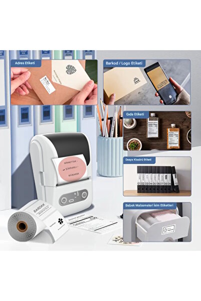 Ventus Mpia P1 Etiket Yazıcısı Kablosuz Taşınabilir Bluetooth, USB Şarjlı, Android, Ios
