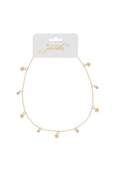 OEM Colier de Culoare Aurie Stele cu Strass