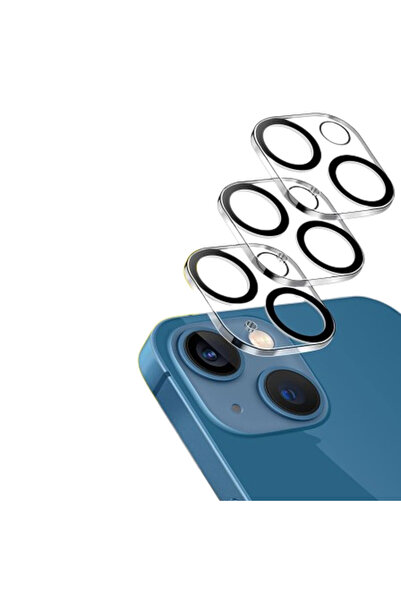 OEM Set 3 folii protectie camera telefon, Compatibila Apple iPhone 13 Mini, Full Cover, Clear