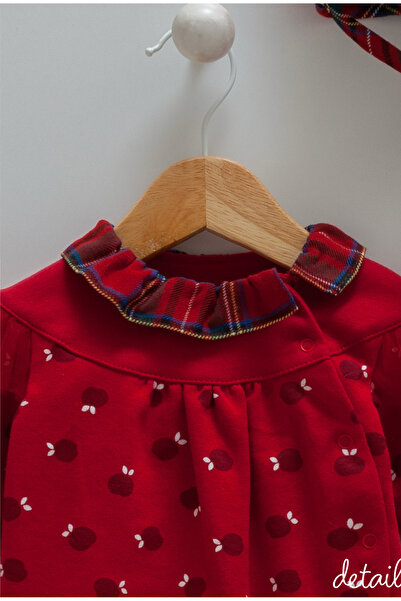 Caramell Christmas Themed Red Baby Girl 5-Piece Hospital Discharge Set (1-3 Months) 100% Cotton