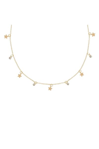 OEM Colier de Culoare Aurie Stele cu Strass