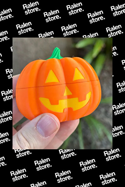 Halloween Bal Kabağı Temalı Airpods Pro Uyumlu Kılıf | 6cm ( Yüksek Kalite 3D Baskı PLA )