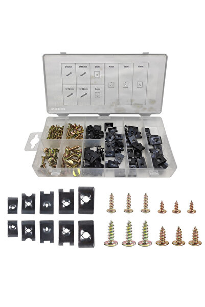 MaxTech Set mixt 170 buc. clipsuri / cleme auto U-NUT otel inoxidabil pentru fixare ornamente si caroserie