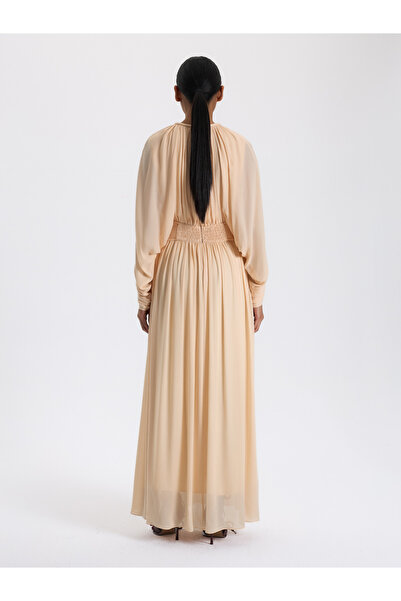 BAQA Light Brown Draped Long Dress