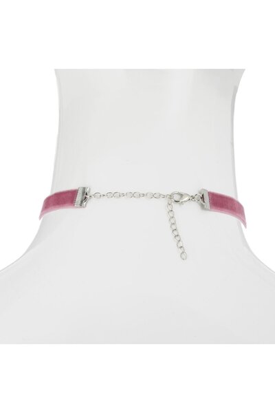 OEM Velvet Pink Choker Necklace with Gold Glitter Heart for Kids