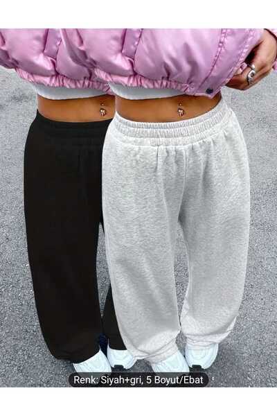 BERYY MODA EŞOFMAN ALTI 2 (Τεμάχιο) Μαύρο Γκρι Προϊόν Ευκαιρίας Μεγάλο Μέγεθο...