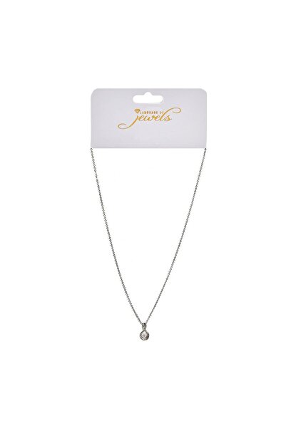 OEM Colier cu Lant de Culoare Argintie Margea Alba & Strass pentru Femei