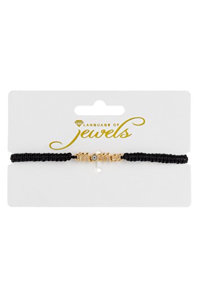 OEM Bratara Macrame Neagra cu ”Mama” de Culoare Aurie & Ochi