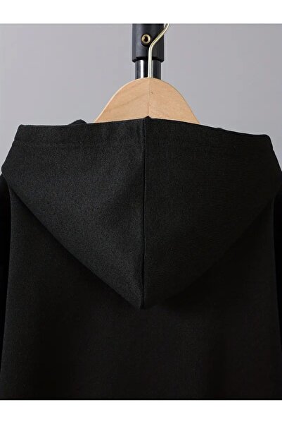 buendiakids Kız/Erkek Çocuk Siyah Boston l Baskılı Kapşonlu Eşofman Altı Takım