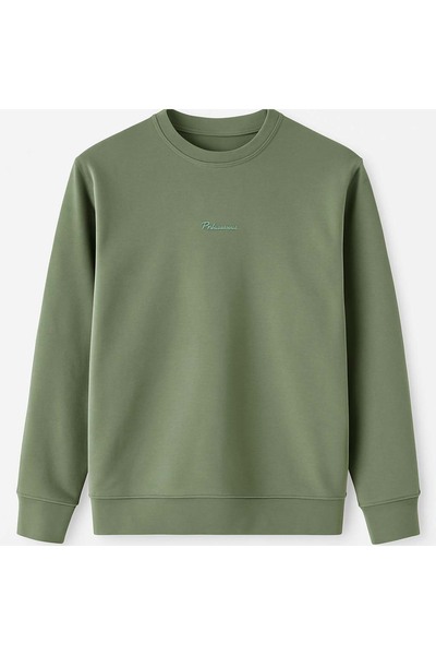 trender O Neck 3 Thread Raised Open Green Men's Sweatshirt 5012