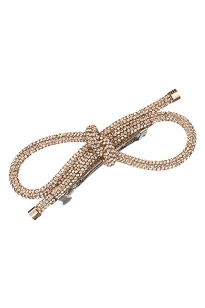 OEM Bronze Rhinestone Bow Hair Clip for Women 11cm