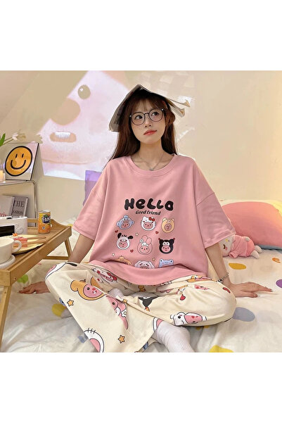 1way Cute and comfortable cartoon casual pajamas