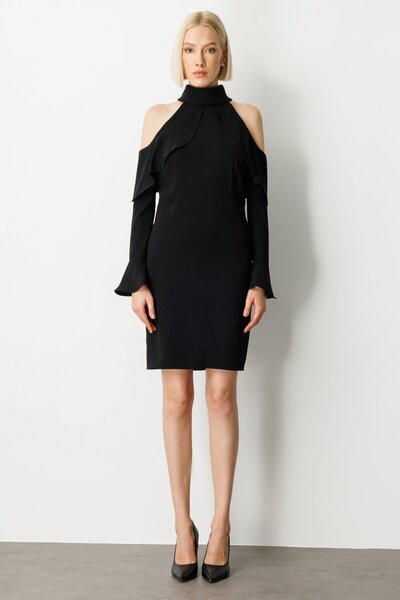 Mi Pret a Porter Mi Kolları Fırfırlı Elbise