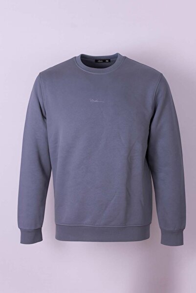 trender O Neck 3 Thread Raised Dark Blue Men's Sweatshirt 5012