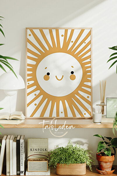 tablodea Gülen Güneş Μινιμαλιστική διακόσμηση βρεφικού δωματίου με κορνίζα Ζω...