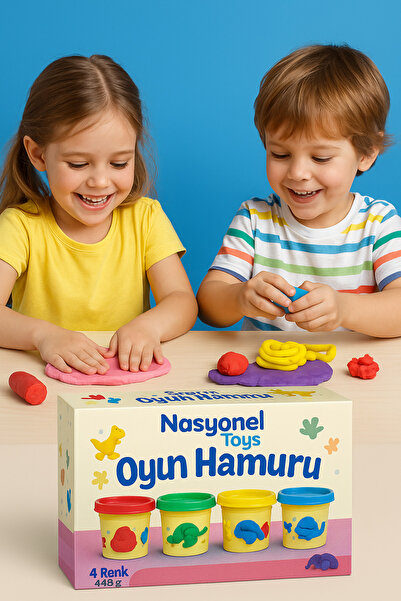 NASYONEL TOYS Oyun Hamuru 4 Renk 448g – Çocuklar İçin Eğlenceli ve Güvenli Oy...