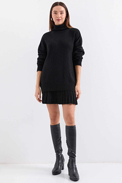 hazelin Γυναικεία Μαύρη Πλεκτή Φούστα Πλεκτό Σετ Δύο Τεμάχια HZL25W-BD1102641