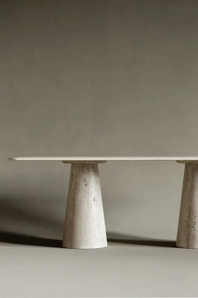 Helen Home DİKDÖRTGEN TRAVERTEN YEMEK MASASI