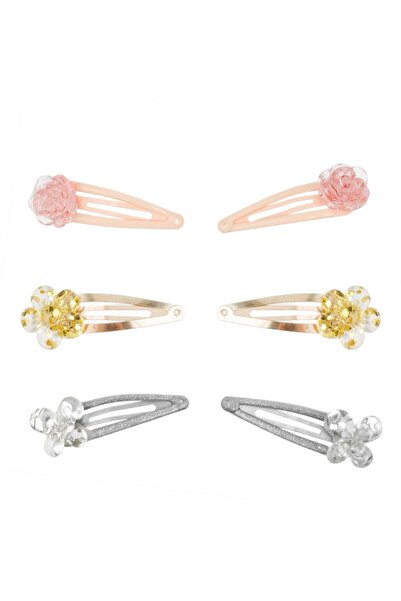 OEM Metal Hair Clips with 3D Flowers in Different Colors for Children 5cm - 6pcs