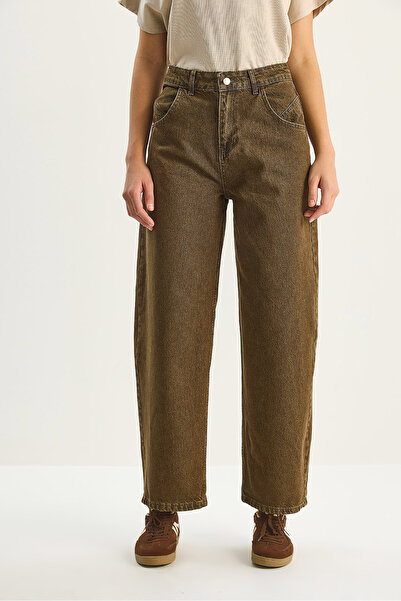 Bianco Lucci Kadın Cep Detaylı Baggy Denim Pantolon 5288 60283613