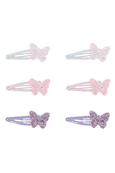 OEM Clame Metalice Par Fluturi 3D Roz Lila Albe cu Glitter pentru Copii 6cm -...