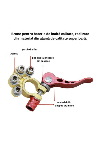 MaxTech Set 2 Borne Auto pentru Baterie MaxTech®, Conexiune Sigura, Rezistenta la Coroziune