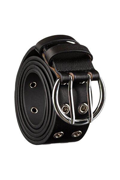 OEM Matte Black Belt with Metal Holes Adjustable for Women 110x4cm - One Size