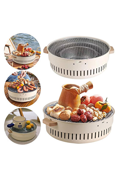 DLC Barbecue Pot Camping Grill on Charcoal