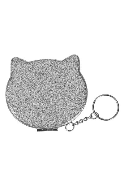 OEM Breloc cu Oglinda de Culoare Argintie Pisica cu Glitter 7.5x7cm