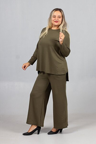 Truva XXL Πίσω μακρύ πράσινο χτενισμένο σετ |   Υλικό Λύκρα 2 Νήματα Ποιότητας, Σετ Κάτω-Επάνω