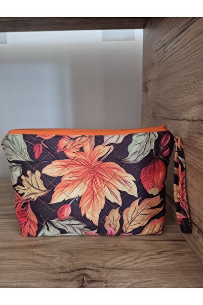 Handream Quilted Autumn Leaves Patterned (Makeup Bag/Handbag/Purse-Luggage Organizer)