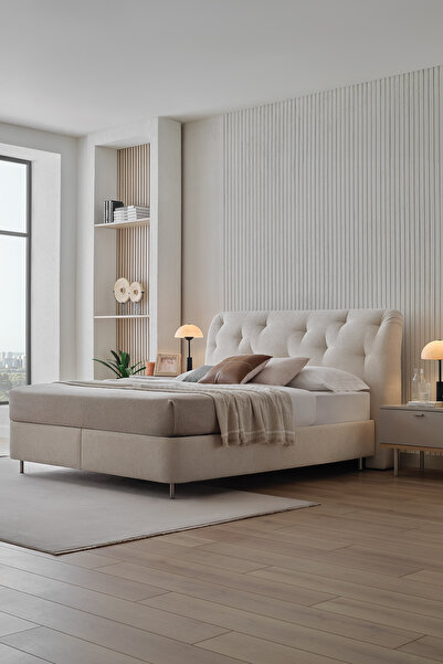 Enza Home Cante Başlıklı Baza 2'li Set - Krem