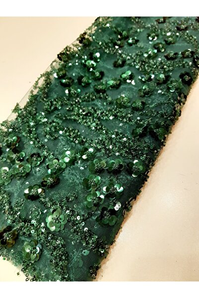 Safir Kumaş Kesip Aplik yada Motif Çıkarmalık Top Sonu Yarım Metre Taşlı Dantel