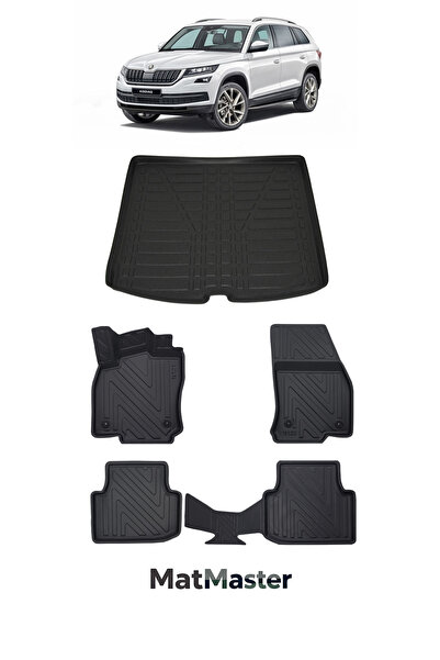 MatMaster Skoda Kodiaq 2022 Model 5D Premium Ekstra Havuzlu Paspas Ve Bagaj H...