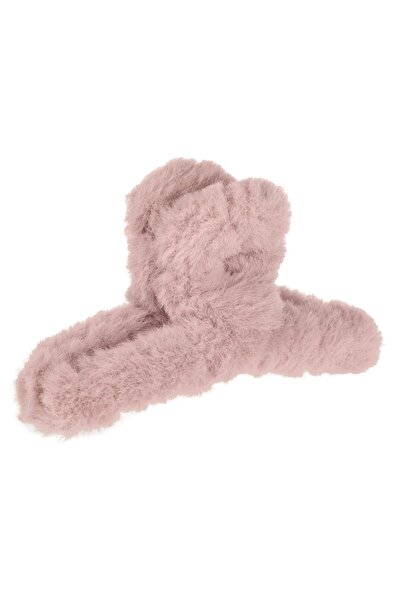 OEM Pink Hair Clip with Faux Fur Nude Pink for Women 12cm