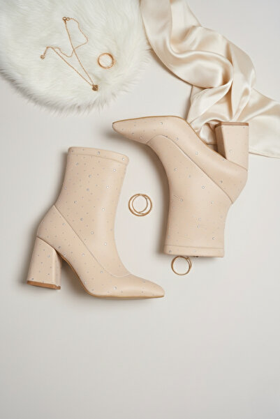 Brielfy Winter’s Approach Kadın Simli Taşlı Fermuarlı Flag Topuk Bot