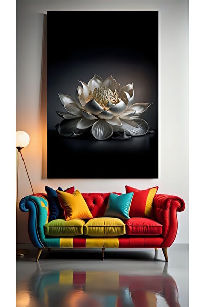 özkacar WHITE LOTUS V1 Tablou pe pânză pentru decorarea casei, perete, salon,...