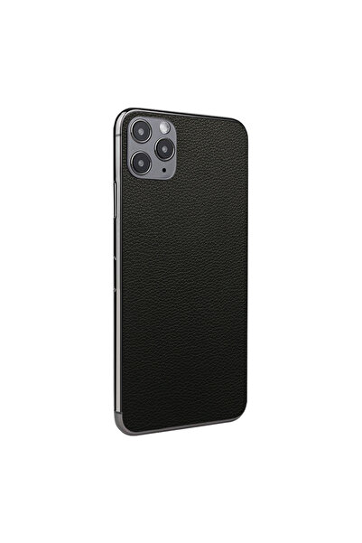 Optim Solution Folie Skin Spate pentru Apple Iphone 11 Pro, Leather Black Des...
