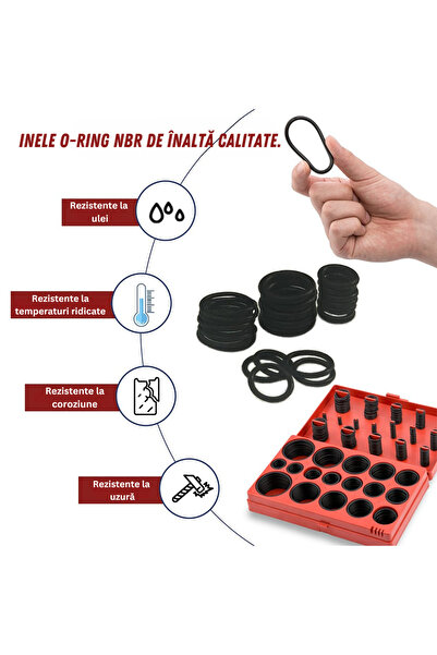MaxTech Set mixt 419 buc. O-ringuri / Garnituri din Cauciuc Nitril MaxTech®, 32 dimensiuni diferite, 3-50mm