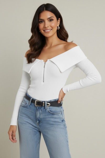 Sienza Madonna Collar Half Zip Camisole Women's Blouse