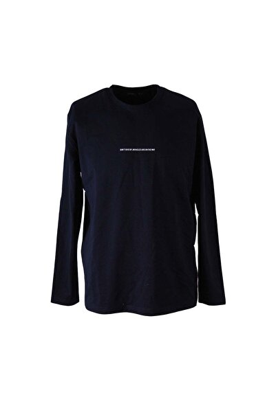 trender O Neck Injection Printed 2 Thread Navy Blue Men's Sweatshirt 5725