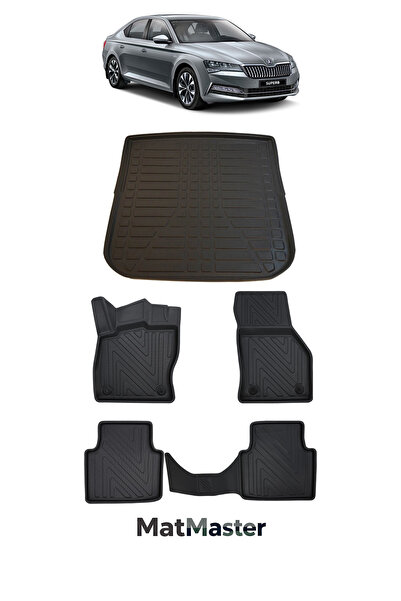 MatMaster Skoda Superb 2017 Model 5D Premium Ekstra Havuzlu Paspas Ve Bagaj H...