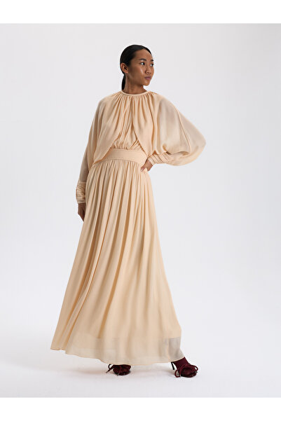 BAQA Light Brown Draped Long Dress