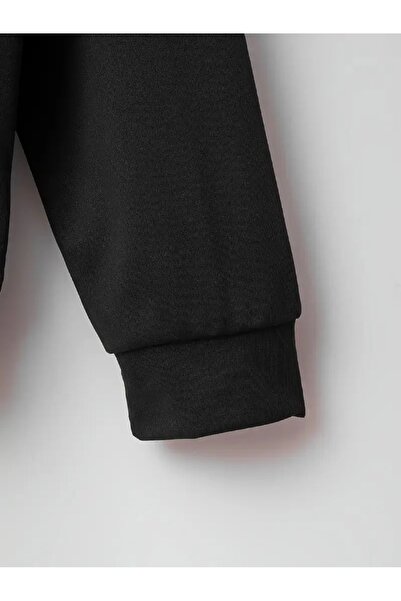 buendiakids Kız/Erkek Çocuk Siyah Boston l Baskılı Kapşonlu Eşofman Altı Takım