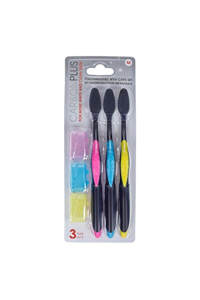 OEM Black Adult Toothbrushes with Medium Cap - 3pcs