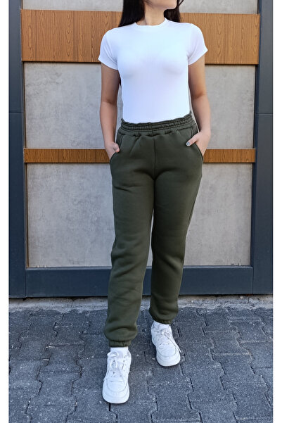 siyalife Φούτερ με ψηλόμεσο ελαστικό πόδι, 3 κλωστές και τσέπες με ανάγλυφο