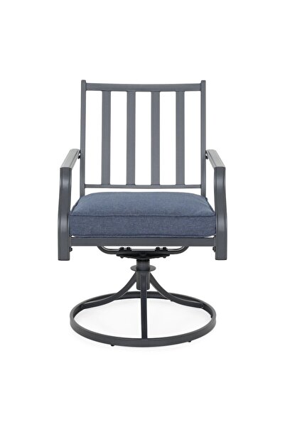 Maison Mex Set 4 scaune rotative gradina/terasa, MALI, L.59 l.64 H.90 cm, negru/albastru